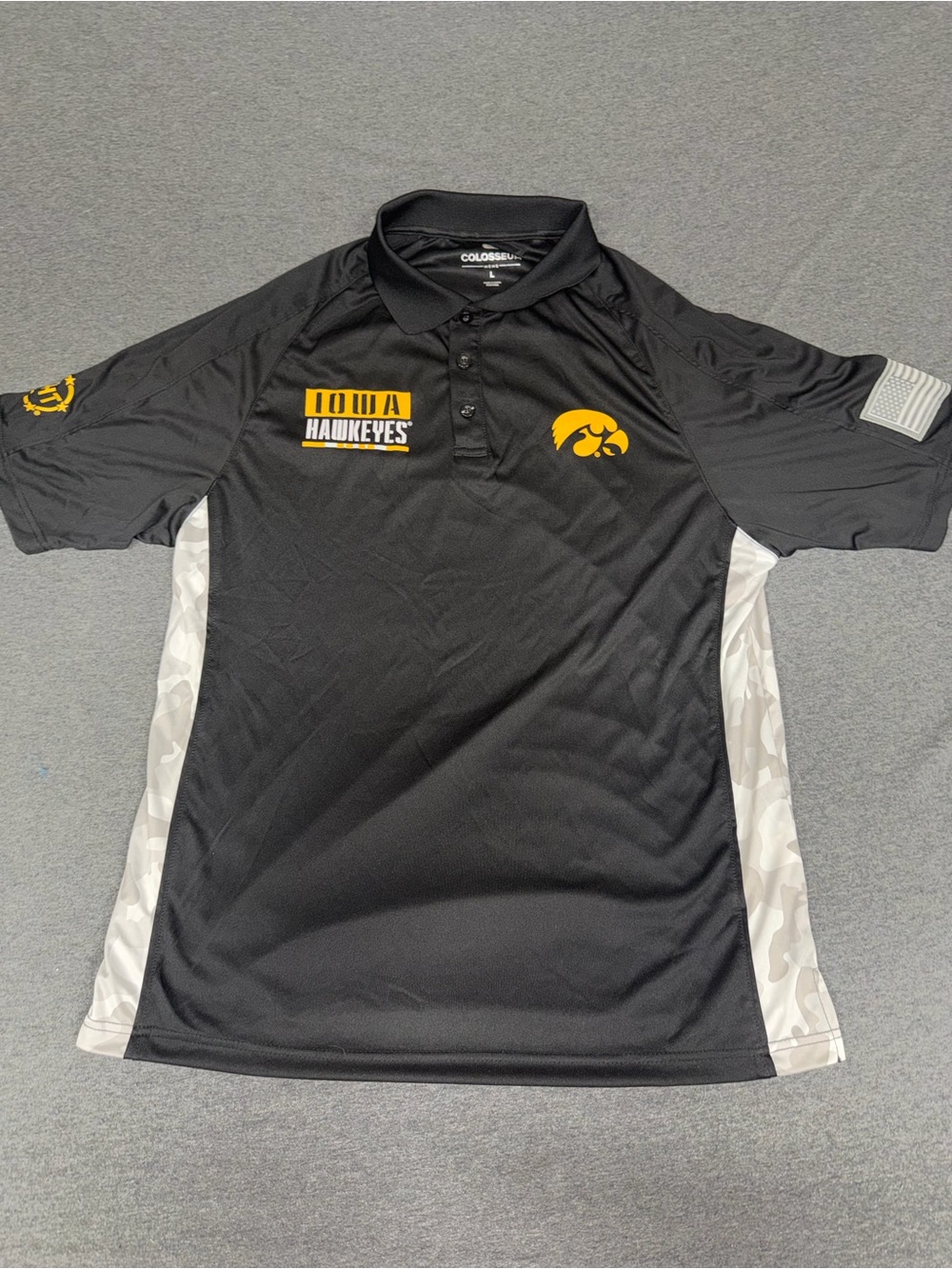 Colosseum Black and Yellow Iowa Hawkeyes Performance Polo